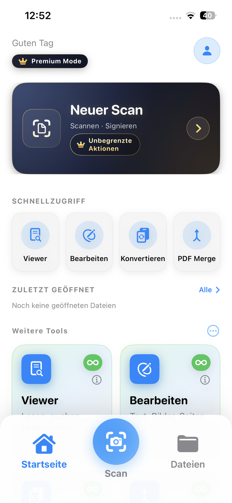 Clip PDF Startseite – Übersicht aller PDF-Werkzeuge mit Schnellzugriff